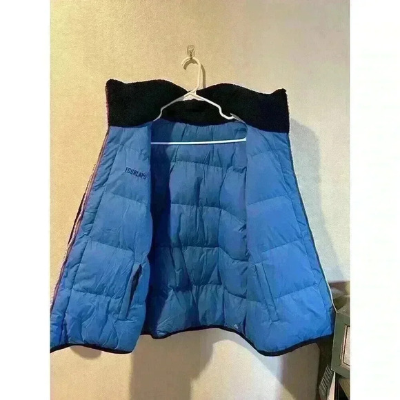 Women Polar Quilted Sherpa Jacket Navy/Cornflower Size Medium. Reversible, Warm, - Picture 7 of 12